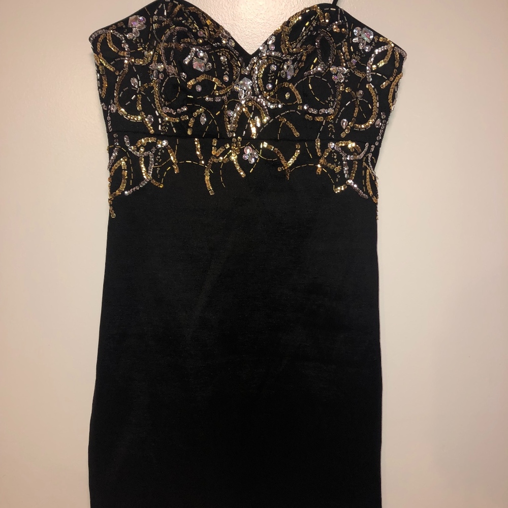 Black Tube Dress with gold and silver accents